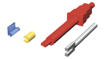 PRECI-VERTIX P SATZ, extrakoronales Stabgeschiebe 45° (6 Patrizen/6 gelbe Matrizen/1 Parallelhalter/1 Eindrückstift)
